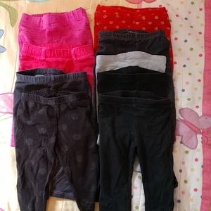 9 pairs of girls leggings size 12 months